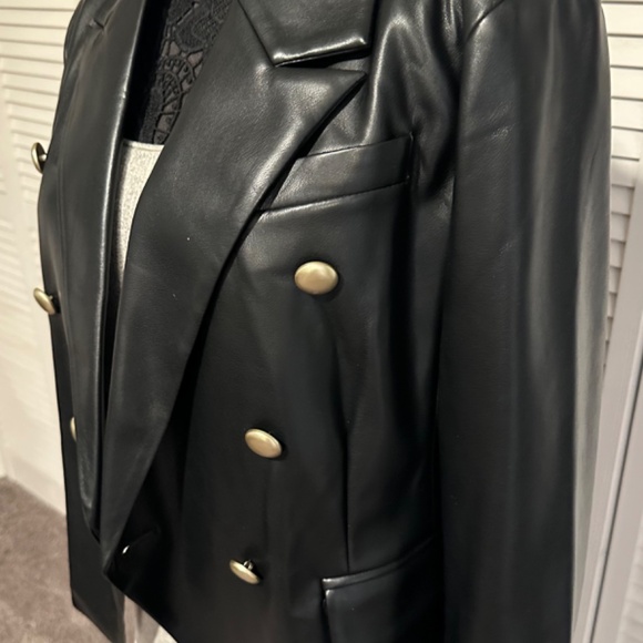 Perfect Dolce Cabo Faux Leather Double Breasted Blazer - only worn once !! - Picture 2 of 9